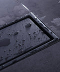 304 Stainless Steel Linear Shower Floor Drain With Tile Insert Grate Removable Cover 12 Inch Rectangle Matte Black Finish