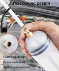 No Sweat 500 Cc Manual Fluid Extractor Pump With Long Hose For Dead Simple Oil Removal showing auto-locking design in use.