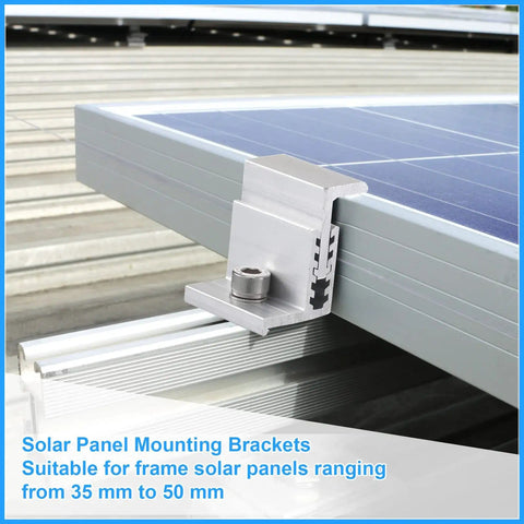 10 Piece Solar Panel End Clamps Set With Z Brackets For PV Mounting System Aluminum Rail Clips Adjustable Mid Clamps
