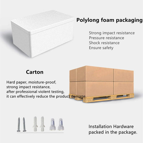 Packaging and installation hardware for Five Head Gold Lotus Leaf LED Indoor Wall Light Fixture in a carton with foam protection.