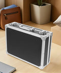 Portable Aluminum Tool Box With Lightweight Alloy Construction, Durable Carrying Case for tools and documents on a desk