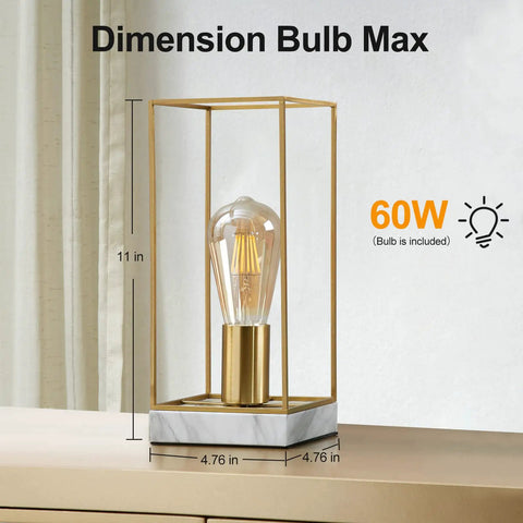 Touch Table Lamp With 3 Way Dimmable Brightness, Modern Nightstand Desk Lamp, White Faux Marble Base with Edison Bulb