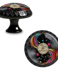 Four Pack Colorful Vinyl Record Music Sign Cabinet Knobs Acrylic Round Drawer Pulls For Kitchen Cupboard Dresser Door Handles Durable Easy Install Modern Home Decor Gift Dope Vibes, colorful musical patterns