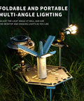 Foldable Rechargeable Camping Light With Stand And Detachable Tripod, Waterproof Hanging LED Lantern for outdoor use on grass
