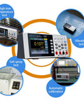 Workhorse Bench Digital Multimeter with 55000 counts, shown with temperature, vibration, salt spray tests, dual-line readout