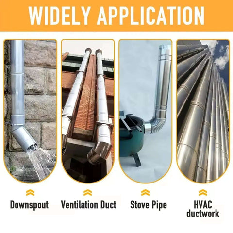 Applications of Beefy Heavy Duty Sheet Metal Crimper Tool For 24-28 Gauge Galvanized Or Stainless Ductwork shown in various ducts