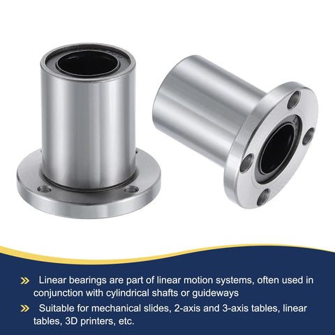 LMF25UU Linear Ball Bearing Set 26mm Bore And 40mm OD 58mm Length With Nickel Plated Round Flange And Screws For CNC Machines And 3D Printers Heavy Duty 2 Pack