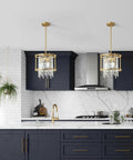 Modern Gold Crystal Foyer Chandelier With Round Metal Frame Adjustable Height Entryway Pendant Light For Dining Room Kitchen Island Glam Contemporary Ceiling Fixture That Elevates Your Vibe