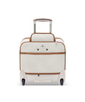 Back view of Chatelet Softside Underseat Carry On Luggage with Two Wheels Angora Ecofriendly Recycled Fabric and Vegan Leather Trim 16 Inch