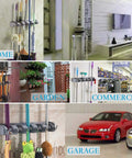 Installed Heavy Duty Broom Hanger Wall Mount And Mop Organizer Rack For Garage And Laundry Room No More Clutter with tools
