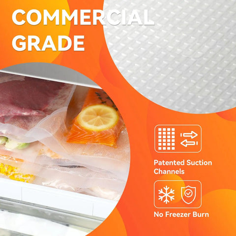 Image of Heavy Duty 6 By 10 Inch PreCut Vacuum Sealer Bags 200 Count Keeps Food Fresh Longer Freezer Burn Prevention BPA Free Pro Grade