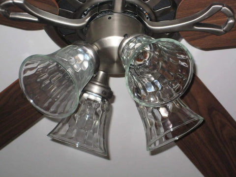 Clear Hammered Bell Glass Shade For Ceiling Fans Replacement Glass Globes Light Covers Two And One Eighth Inch Fitter