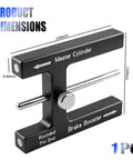 Master Cylinder Alignment Tool dimensions showing 3.46inch by 2.64inch, Shop Grade Aluminum Brake Booster Adjustment Tool With Strong Magnet And Precision Push Rod Distance Gauge For Master Cylinder Alignment To Lock In Firm Stops And Get Your Brake Pedal Back For Daily Drivers And Work Trucks.