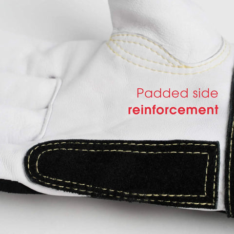 Close-up of Goatskin TIG Welding Gloves With High Dexterity Premium Top Grain Leather Heat Resistant And Durable Kevlar Reinforced Stitching