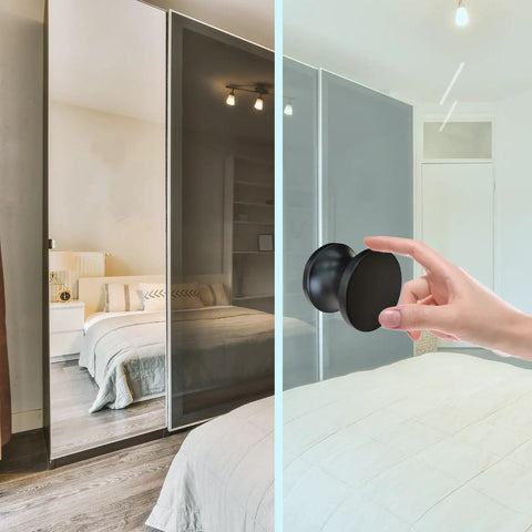 Slick 4 Pack Shower Glass Door Handle Set For Sliding Doors Black Durable Aluminum Alloy And Stainless Steel Knobs Rust Resistant Fits 6 To 12mm Glass Easy Install And Long Lasting Smooth Polished Surface, black glass door handle installed on sliding panel