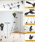 16 Lines Laser Level With Tripod For DIY Projects Self Leveling For Indoor Use Two Batteries Included High Accuracy Cross Line Tool Built For Handyman Pros, aluminum tripod