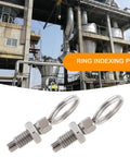 Four Pack M6 Stainless Steel Spring Plunger With Pull Ring Quick Release Pin Set Non Locking Hand Retractable Stubby Pins, shown with industrial background.