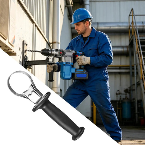 Heavy Duty Hammer Drill Handle For 60-65mm Front Grip With Non Slip Abs Steel Texture during masonry work.