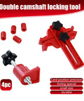 Shop Standard 9 Piece Cam Timing Sprocket Locking Tool Kit With Grippy Double Camshaft Clamp For Quick Under Hood Tune Ups and Rock Solid Engine Timing Alignment On Daily Trucks Or Muscle Cars, featuring durable red double camshaft locking tool.