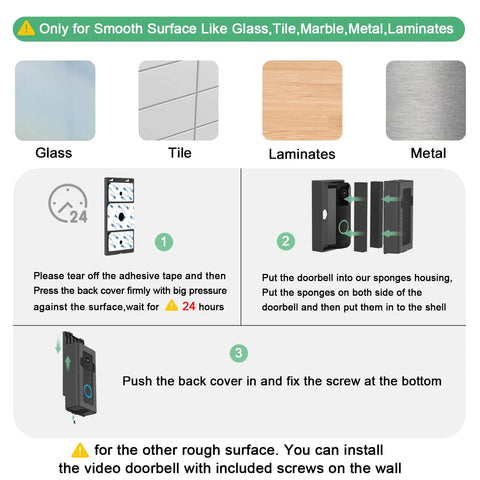 Installation guide for Adhesive Door Mount for Blink Video Doorbell No Drill Mounting Bracket With 360 Degree Coverage Protection Hidden Security Screw