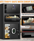 5.6 Cu Ft Large Drop Safe Box For Biz With Quick Drop Slot Anti Theft Money Safe Digital Keypad Spare Key Heavy Duty Cash
