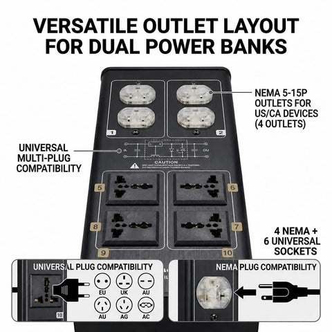 Absolute Next Level Ac88 Power Conditioner For Home Theater And Studio Gear Noise Eliminator Filters layout of versatile outlets