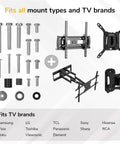 Top Shelf Universal TV Mount Hardware Kit Loaded With Premium Vesa Screws Security Washers And Precision Spacers For A Bulletproof Wall Setup On 19 To 85 Inch Flat Screens - assortment of steel screws and wall mounts.