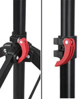 Quick release clamp on Pro Grade Bike Repair Stand For Road And Mountain Bikes With Four Leg Stability Telescoping Arm Quick Release Tool Tray Adjustable Maintenance Rack For Easy At Home And On The Go Repairs