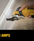 Oscillating Multi Tool Kit With 3 Amp Motor Dual Grip Variable Speed Trigger in use cutting tile edge
