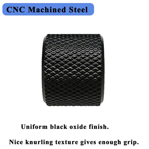 Built Tough 1/2x28 Thread Protector For Most.22LR,.223 And 5.56 Rifles, CNC Machined Steel With Black Oxide Finish, knurled grip