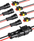 2 Pin Waterproof 16 AWG Automotive Wire Heavy Duty Connector Kit With Snap Lock Seal For Cars Trucks Motorcycles Boats Marine Applications Mating Male And Female Plugs Includes 5 Kits