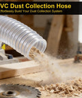 Clear Dust Collection Hose Made Of PVC 2.3 In By 3.9 Ft With Tough Heavy Duty Stainless Steel Wire Reinforcement expelling wood shavings
