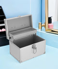 Heavy Duty Kickass Portable Aluminum Toolbox Featuring Reinforced Double Layer Storage And Secure Locks Designed Tough For Engineering Fieldwork And Jewelry Cases, open view showcasing spacious interior and removable tray.