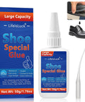 50G Quick Dry Shoe Glue Heavy Duty Repair Adhesive For Boots And Sneakers Clear Waterproof Glue For Rubber Soles Heels And Hiking Shoes Pro Grade Includes 15 Precision Applicator Tips shown with box and applicator tip
