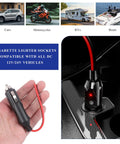 Heavy Duty Fused Cigarette Lighter Male Plug With Embedded 15A Safety Fuse And Crisp Led Glow, connected in vehicle socket.
