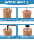 Installation steps for 12 Pack Adjustable Furniture Feet Levelers With T Nuts 1/4-20 UNC Threaded Desk Table Leg Levelers.