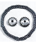 Heavy Duty 04C Roller Chain Sprocket With 10 To 30 Teeth For Smooth Motor Transmission Gear In Durable Steel Construction, featuring two sprockets and chain.