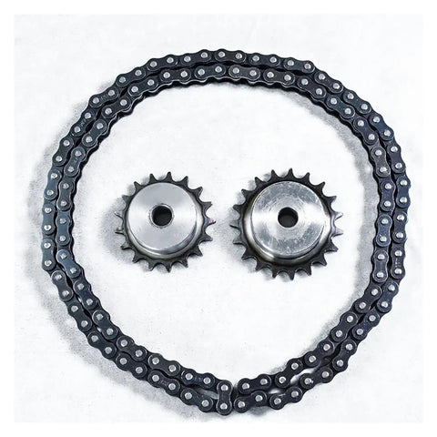 Heavy Duty 04C Roller Chain Sprocket With 10 To 30 Teeth For Smooth Motor Transmission Gear In Durable Steel Construction, featuring two sprockets and chain.