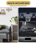 3 In 1 Folding Hand Truck And Convertible Dolly For Moving Heavy Loads Anywhere With Smooth Silent Rubber Wheels And Two 6 Inch Wheels Plus Two 4 Inch 360 Degree Swivel Wheels Ready To Roll For Easy Transport, folded flat in car trunk