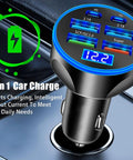 High Power USB C Car Charger 6 In 1 With Voltage Display 250W Multi Port Cigarette Lighter Adapter Ultra Fast Charge