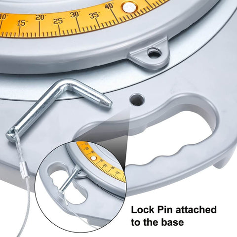 Close-up of Wheel Alignment Turn Plates 360 Degree Rotating 4 Ton Capacity Pair with handle and lock pin attachment, heavy duty.