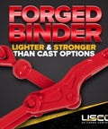 Close-up of red forged binder from 4 Pack Lever Style Chain Binders For 5/16 Inch Grade 70 And 3/8 Inch Grade 43 Chains, 5,400 Lbs Working Load