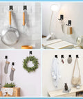 Shower Wall Razor Holder With Metal Adhesive Mounts 304 Stainless Steel Razor Hooks used for hanging utensils and accessories.