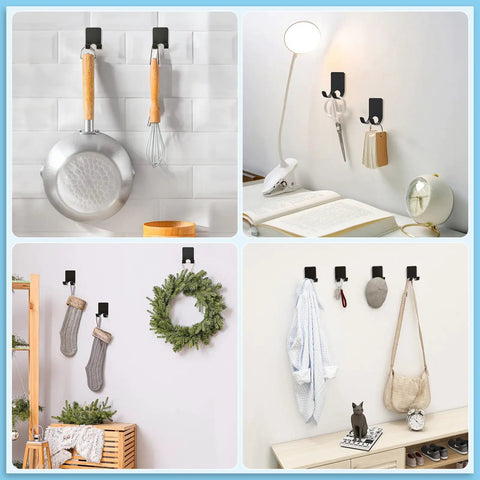 Shower Wall Razor Holder With Metal Adhesive Mounts 304 Stainless Steel Razor Hooks used for hanging utensils and accessories.