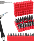 46 Piece Security Bit Set With Tamper Proof Torx Bits Square Drive Hex And Spanner Tools in red case with drill attachment