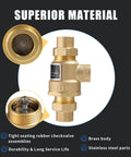 Front view of a 1/2-inch brass backflow preventer with dual check valves and an intermediate atmospheric vent.