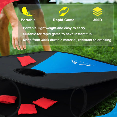 Portable Foldable Cornhole Boards Set 3 By 2 Feet With Carrying Case Quick Setup Lightweight And Stowable For Camping Beach Backyard