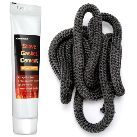 Xmasneed gasket kit: 120ml cement tube and 98-inch graphite-impregnated fiberglass rope gasket for 5/8in stove door.