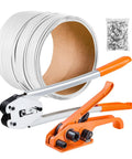 Pro Grade Heavy Duty Manual Banding Strapping Kit With Sealer Tool And 330 Ft PP Band 100 Metal Seals Plastic Pallet Strapping Set For Warehouse Shipping Moving And Home Use, white PP roll, sealer, tensioner