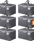 Beefy Heavy Duty Moving Bags Set 6 Pack 93L Storage Bags with zippers, labeled for clothes, toys, toiletries with grippy handles